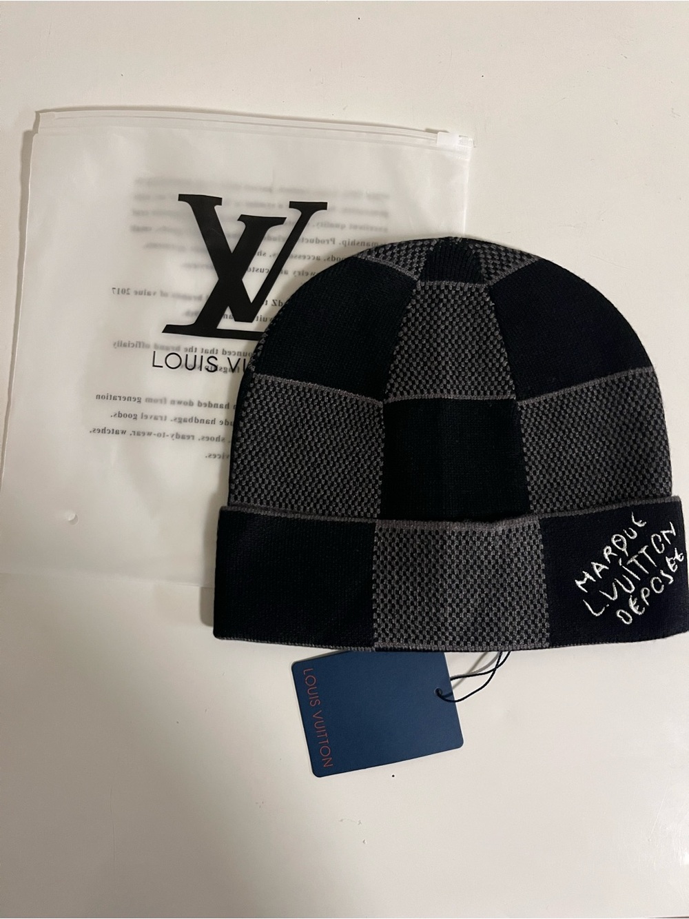 Louis Vuitton Black Monogram Knit Beanie